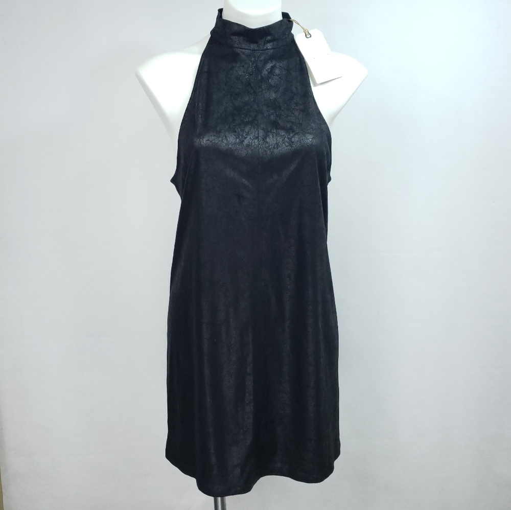 NWT LEITH Faux Leather Shift Racerback Keyhole #L